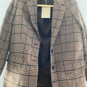 Flannel print blazer